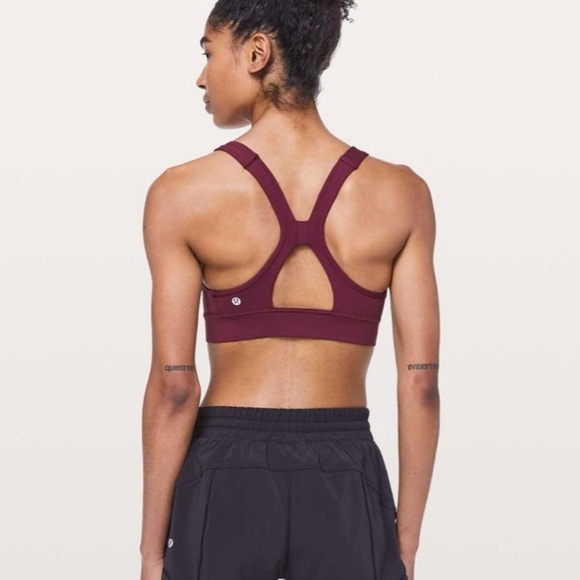 Lululemon Power Through Sports Bra Size 6 Deep Ruby - Picture 3 of 8